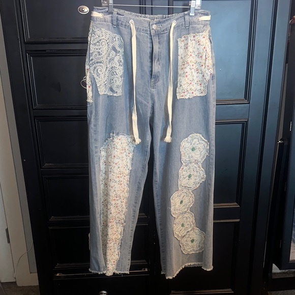 POL Pants - POL Lg Blue Denim Pants with Drawstring